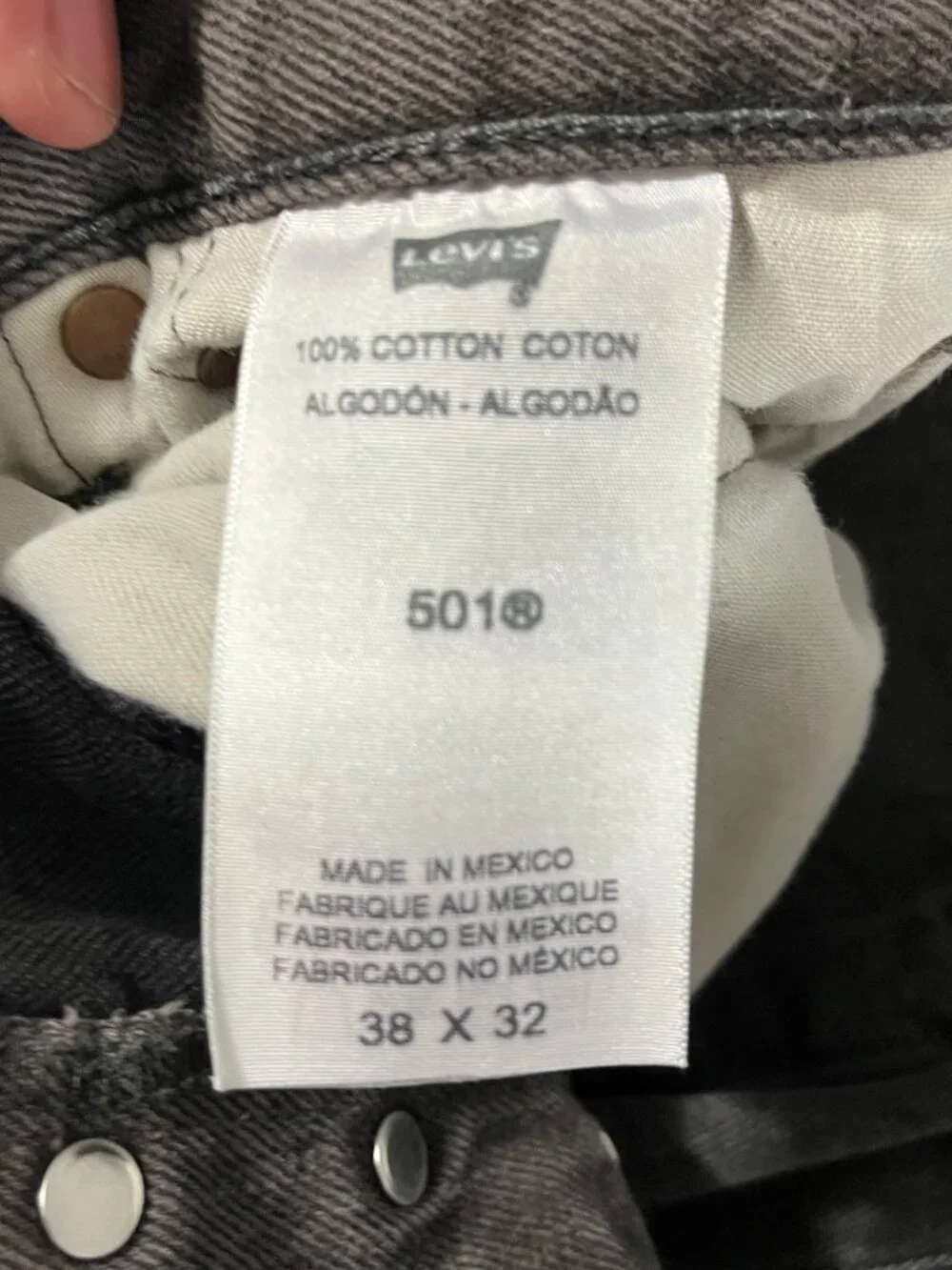 Vintage Levi's 501 Faded Black Button Fly Straight Leg Jeans 38x32